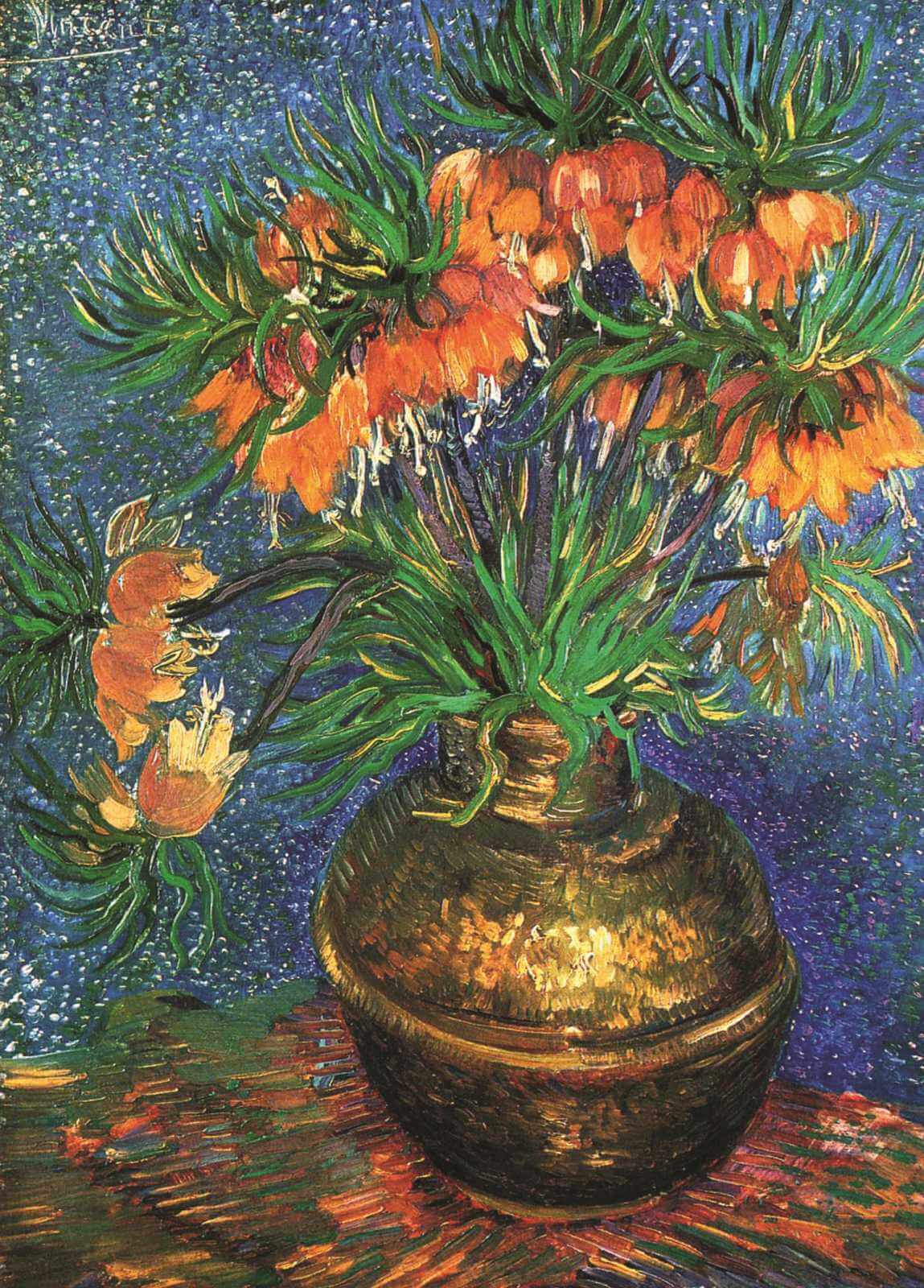 Fritillaries in a Copper Vase - Vincent Van Gogh - Greetings Card by Vincent Van Gogh