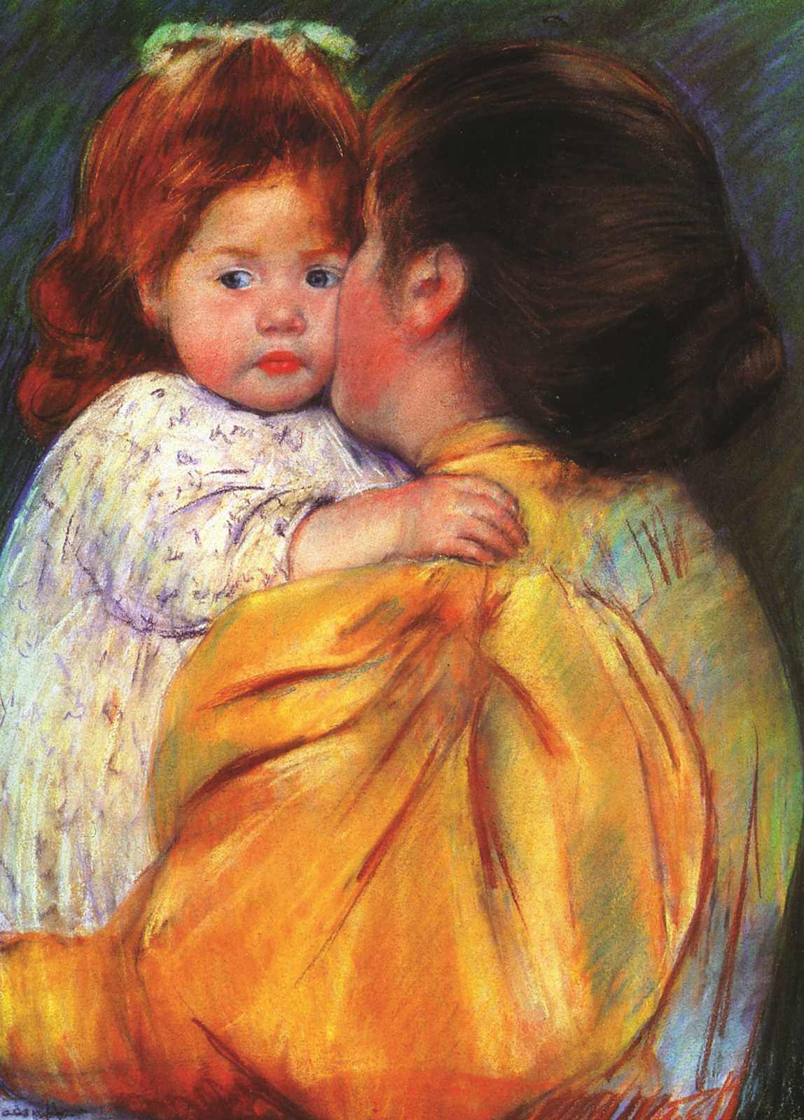 Maternal Kiss - Mary Cassatt - Greetings Card by Mary Cassatt
