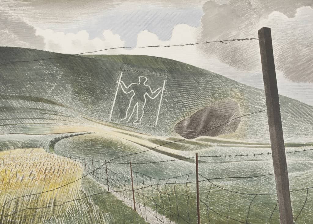 Wilmington Giant - Eric Ravilious - Greetings Card by Eric Ravilious
