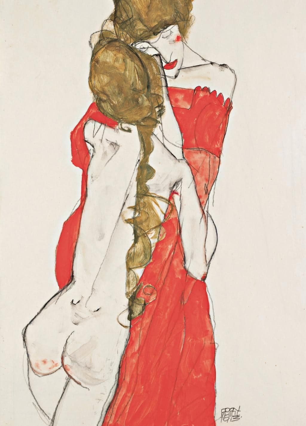 Mother and Daughter - Egon Schiele - Greetings Card by Egon Schiele