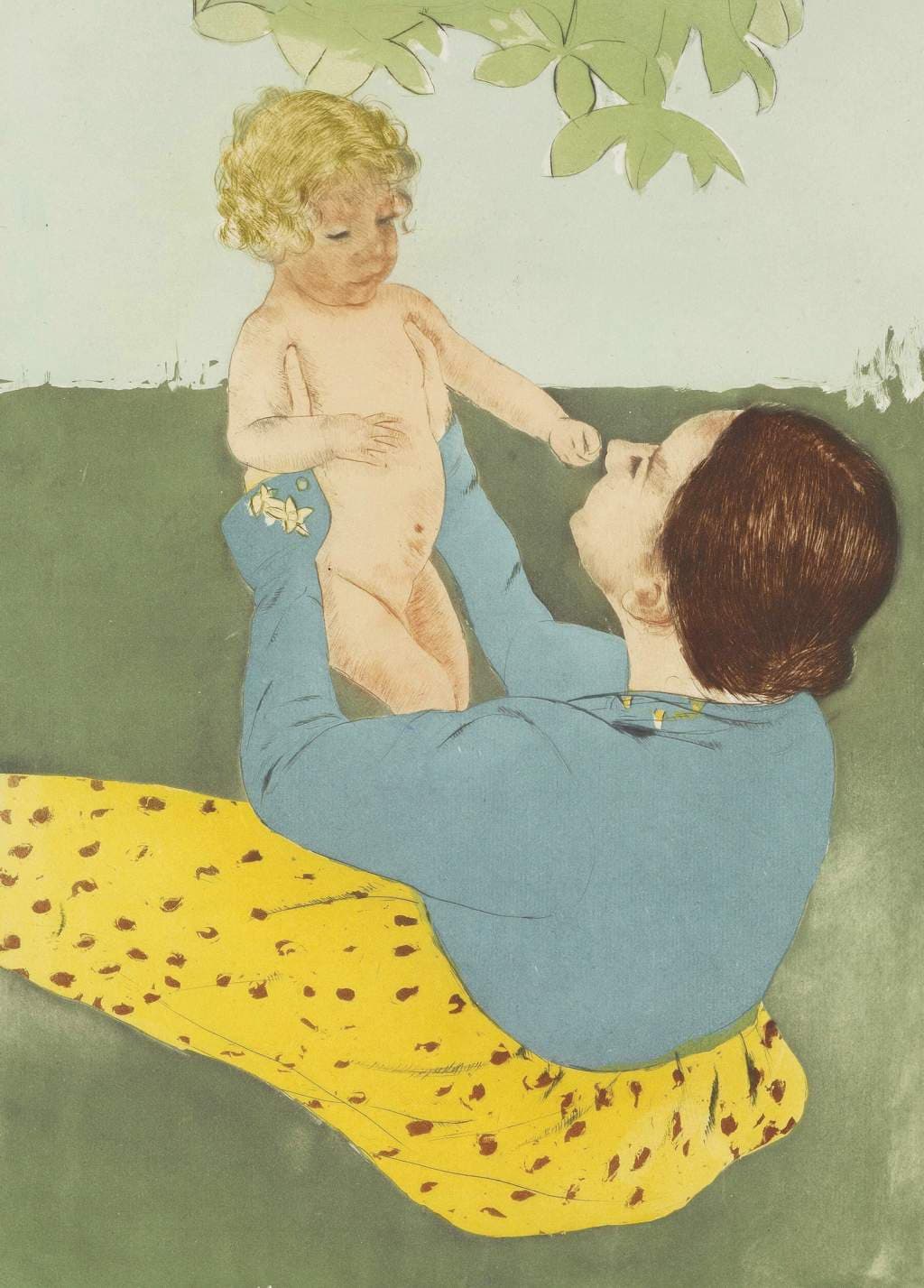 Under the Horse Chestnut Tree - Mary Cassatt - Greetings Card by Mary Cassatt