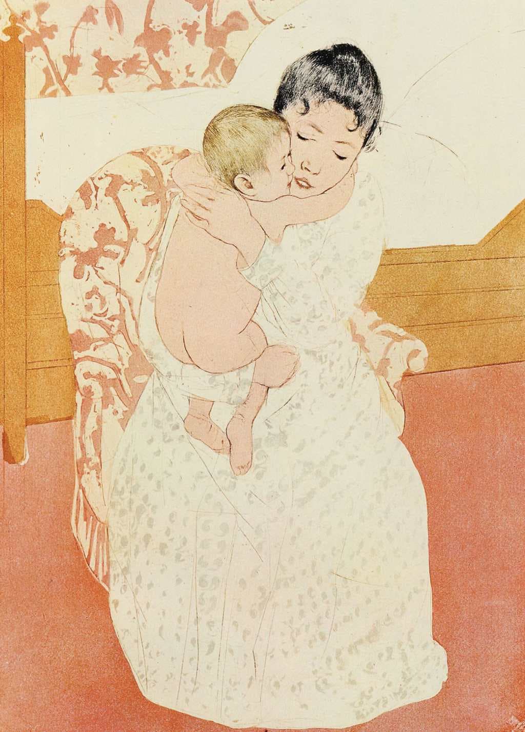 Maternal Caress - Mary Cassatt - Greetings Card by Mary Cassatt