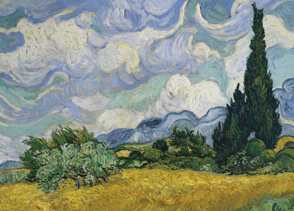 Wheat Field with Cypresses - Vincent Van Gogh - Greetings Card by Vincent Van Gogh
