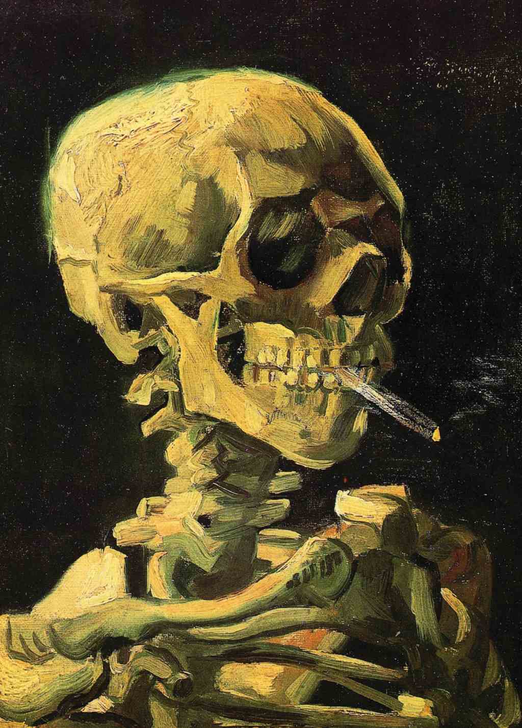 Skull of a Skeleton with Burning Cigarette - Vincent Van Gogh - Greetings Card by Vincent Van Gogh
