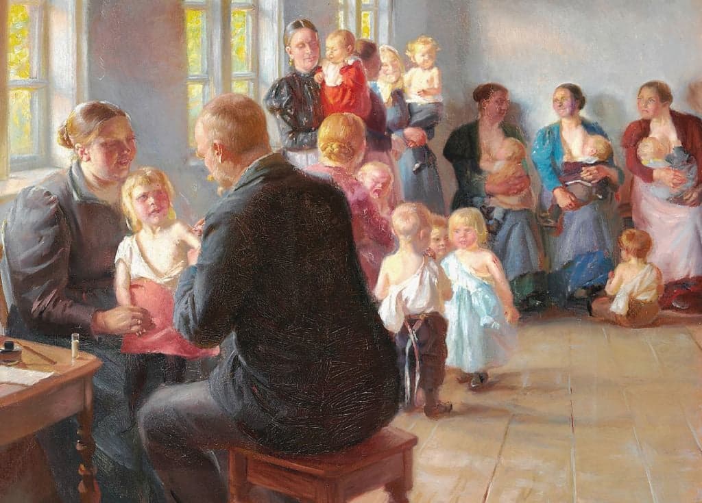 A Vaccination - Anna Ancher - Greetings Card by Anna Ancher