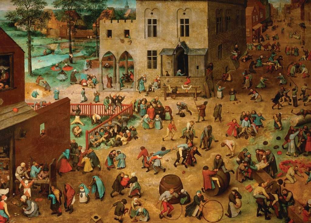 Children's Games - Pieter Bruegel the Elder - Greetings Card by Pieter Bruegel the Elder