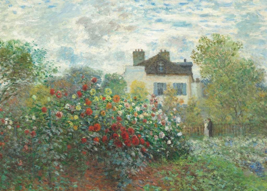 The Artist's Garden in Argenteuil (A Corner of the Garden with Dahlias) - Claude Monet - Greetings Card by Claude Monet