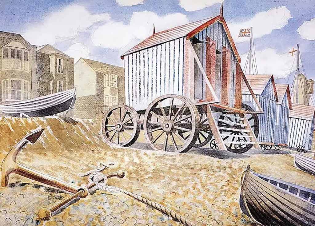 Late August Beach, Aldeburgh - Eric Ravilious - Greetings Card by Eric Ravilious