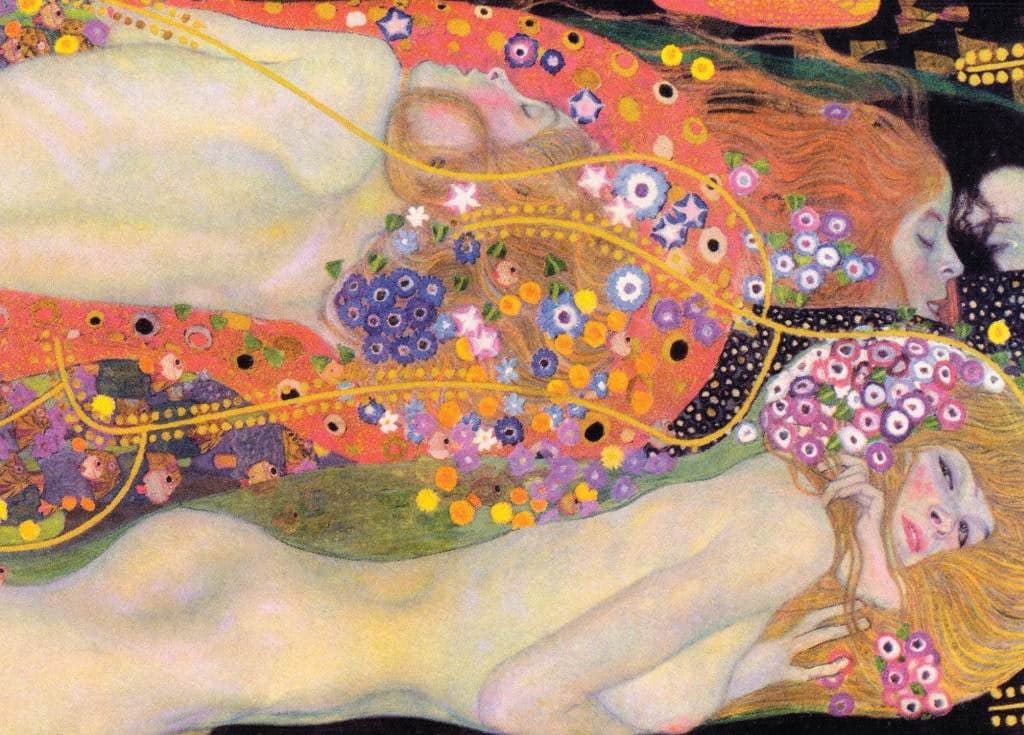 Water Serpents II - Gustav Klimt - Greetings Card by Gustav Klimt