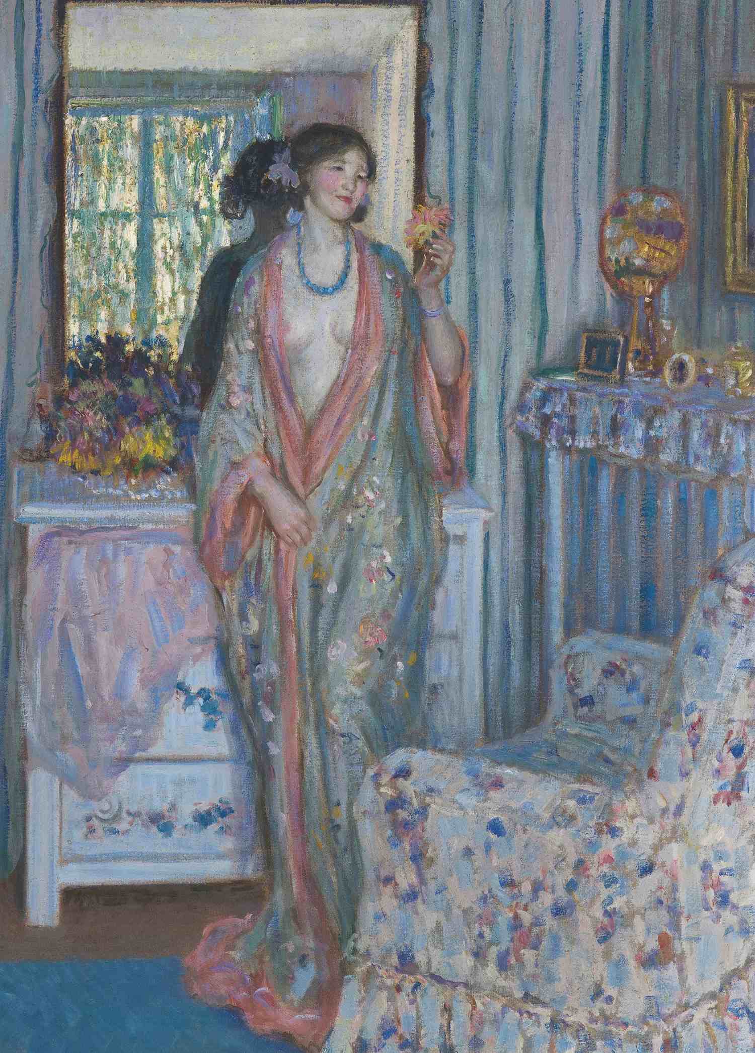 The Robe - Frederick Carl Frieseke - Greetings Card by Frederick Carl Frieseke