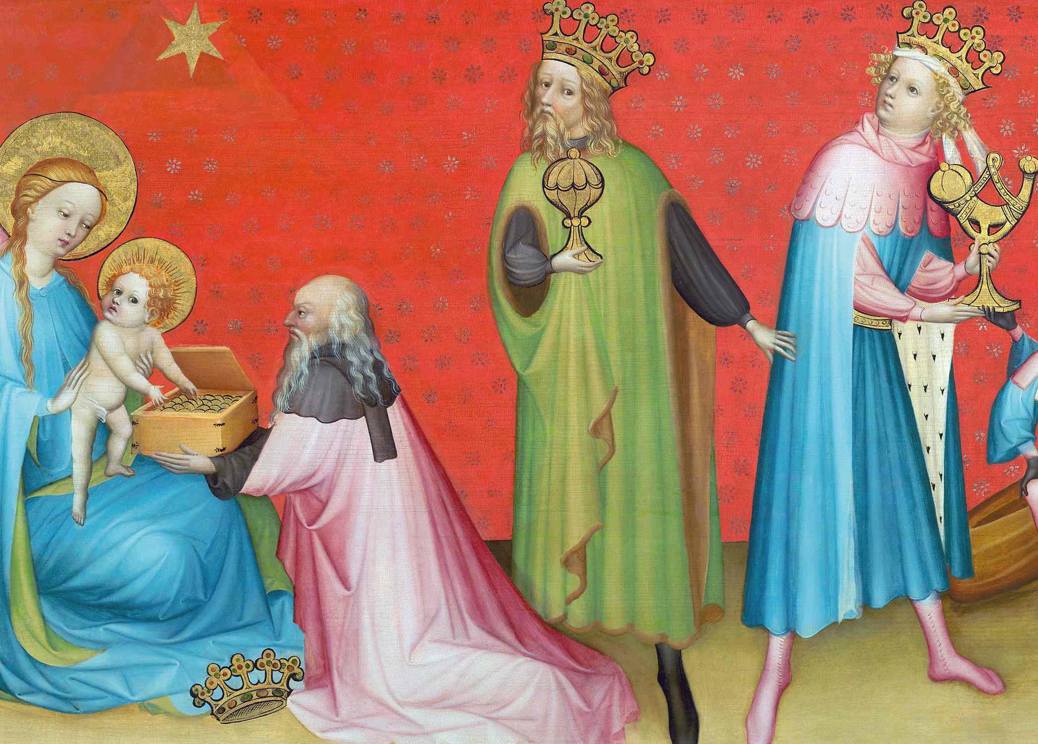 The Adoration of the Magi with Saint Anthony Abbot (detail) - Franco-Flemish Master - Pack of 10 Christmas Cards by Franco-Flemish Master