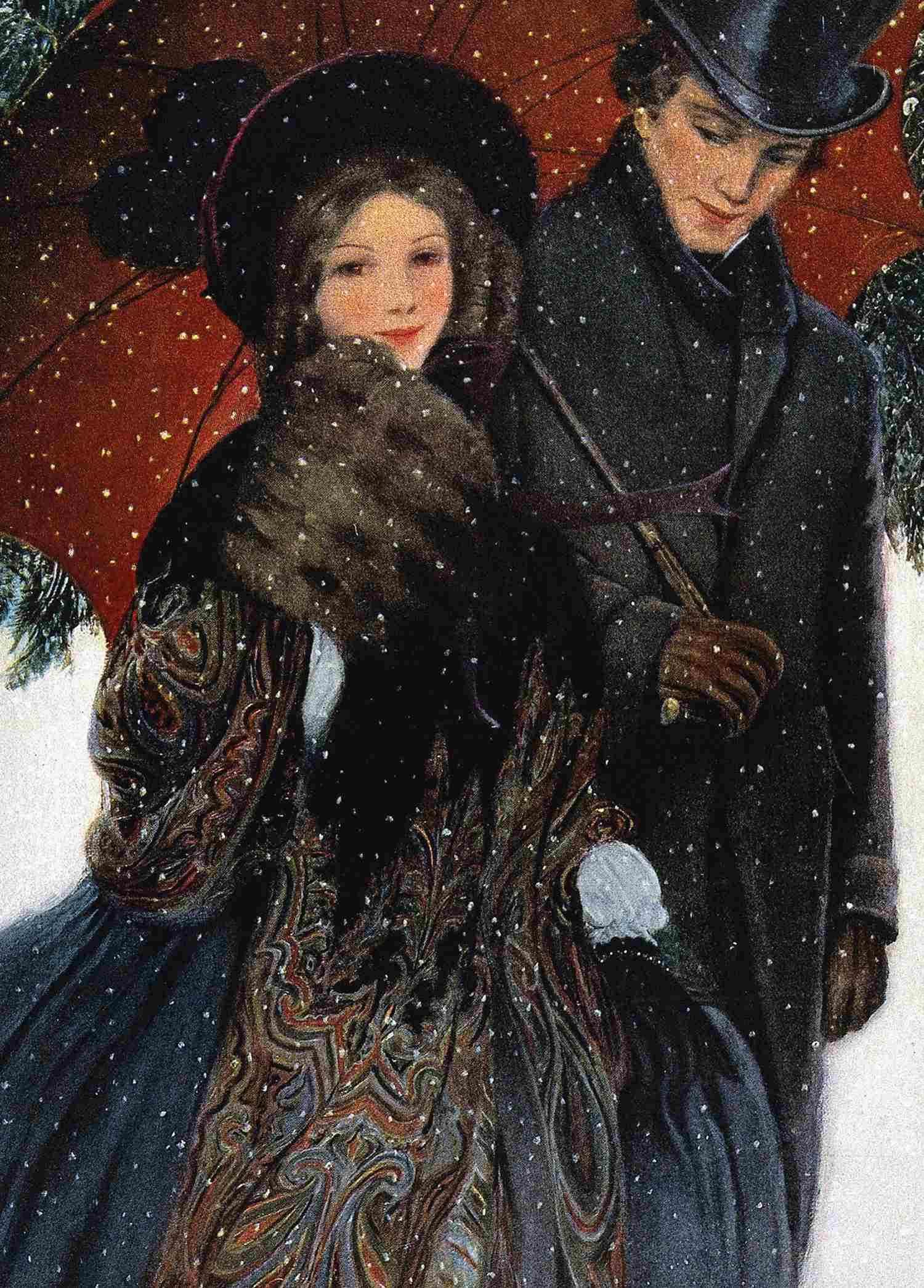 Couple Walking through the Snow - Anna Whelan Betts - Pack of 10 Christmas Cards by Anna Whelan Betts