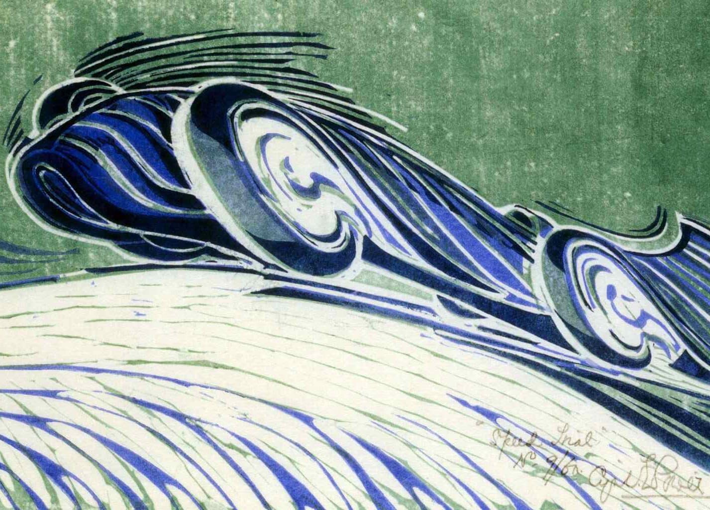 Speed Trial - Cyril Power - Greetings Card by Cyril Power